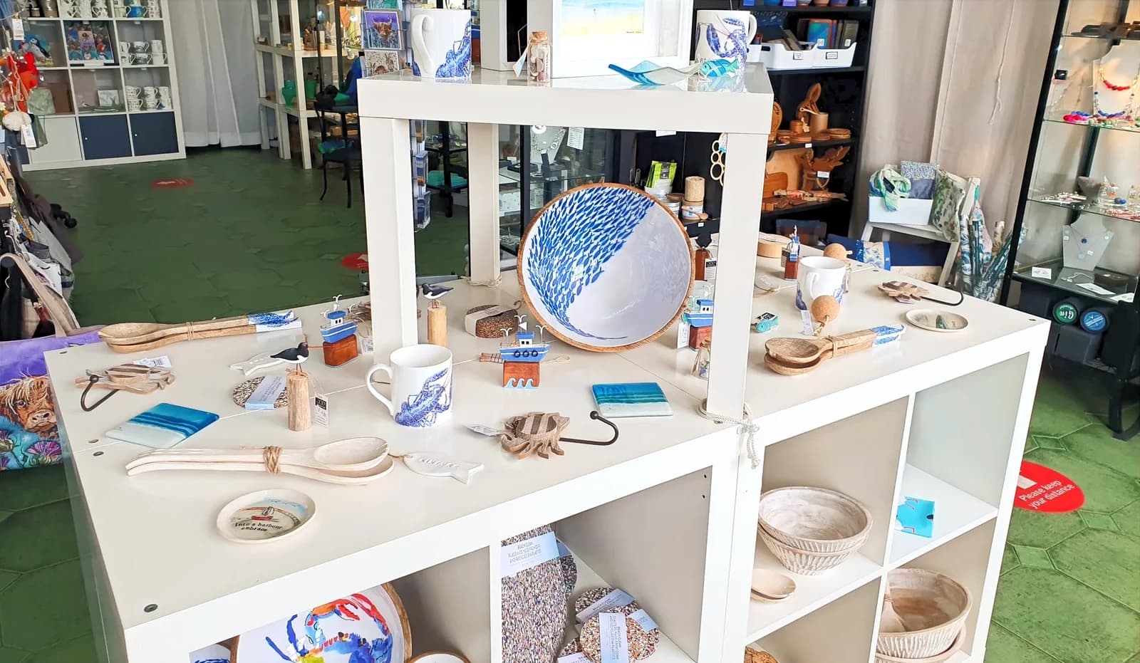 Ceramics and gifts displayed inside Coastal Design